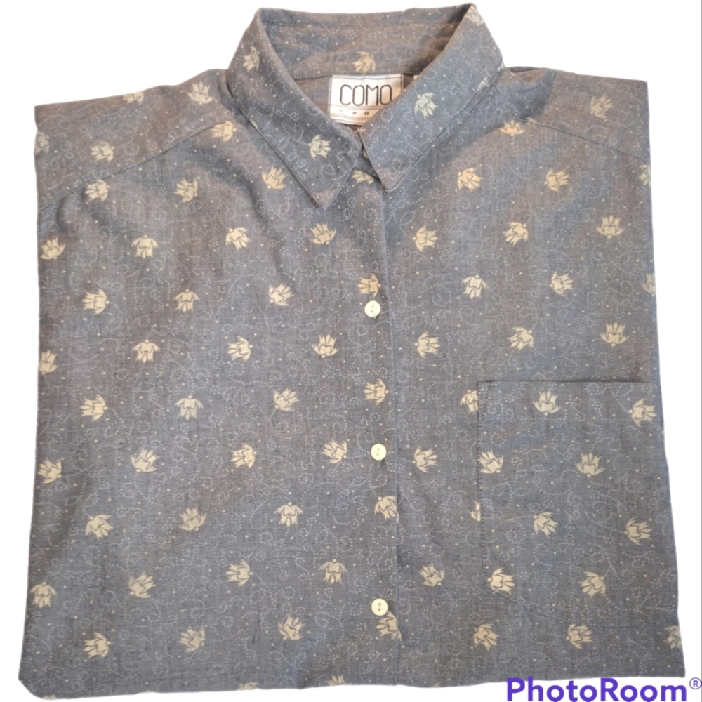 MEN'S AMAZING Como Sport Short Sleeve Button Down Shirt Large